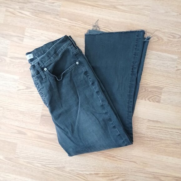 Madewell Cali Demi-Boot Stretch Jeans Chewed Hem Black Size 32 - Picture 3 of 10